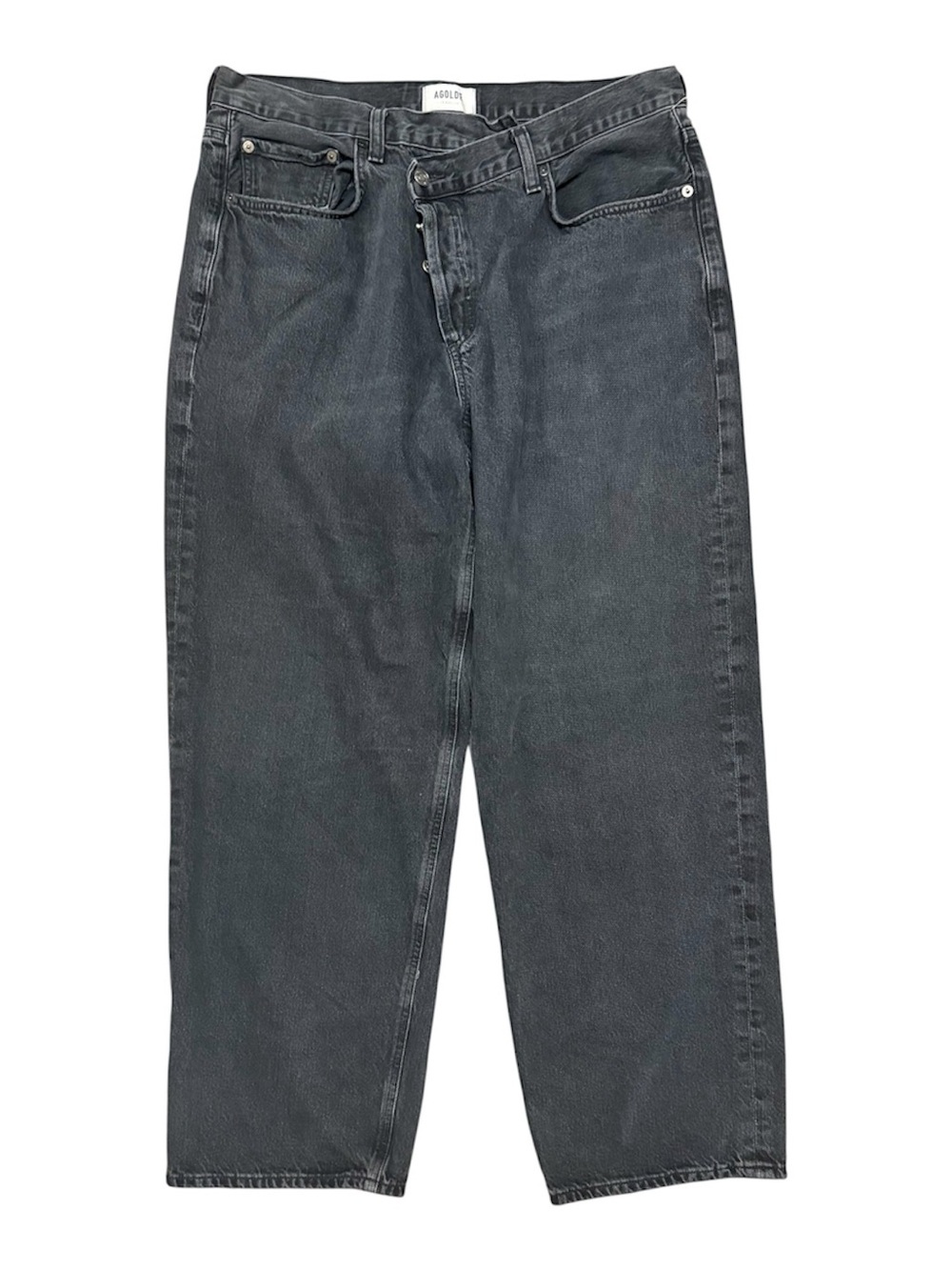 Agolde 100% Organic Cotton Wide Leg Jeans In Washed Black Size 32